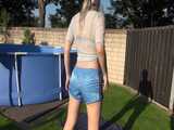 Watch Chloe enjoying the Sun in her Shiny Nylon Shorts 6