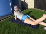 Watch Chloe enjoying the Sun in her Shiny Nylon Shorts 8