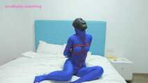 Xiaomeng in Blue Zentai Vacuum Packed and Swim Capped 10