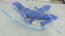 Xiaomeng in Blue Zentai Vacuum Packed and Swim Capped 2