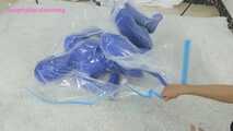 Xiaomeng in Blue Zentai Vacuum Packed and Swim Capped 3