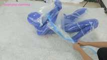 Xiaomeng in Blue Zentai Vacuum Packed and Swim Capped 4