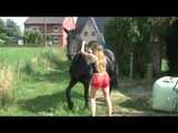 Get 2 Videos from our Archives with Katharina enjoying her Shiny Nylon Shorts on the back of her horse. 10
