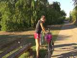 Get a Video with Sandra riding her bike enjoying her shiny nylon Shorts 8
