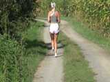 Watch Chloe taking a walk with her shiny nylon Shorts 6